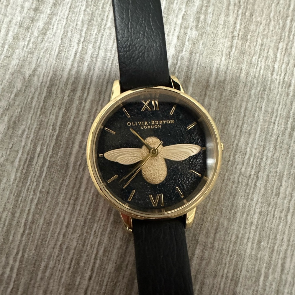Olivia Burton black & gold bee watch